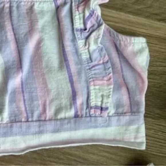 Olivia Kay Girls Set Ruffle Crop Top and Wide Leg Pants Pastel Stripes Size L/XL - Picture 5 of 16